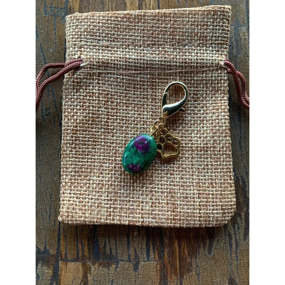 2/20$ Ruby Zoisite Pet Charm Crystal Pet Collar Dog Crystal Collar Charm